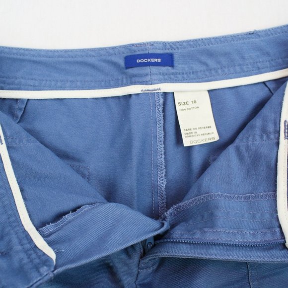 Dockers Women's Shorts Blue Zip Front Belt Loops - Picture 3 of 4